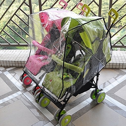 Vafon Aligle Twin Stroller Raincoat Universal Size Side by Side Stroller Weather Shield  Baby Rain Cover/Wind Shield - Image 2